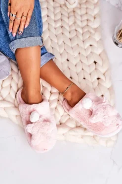 Damskie Papcie Z Futerkiem I Gwiazdką Jasny Róż Night-Night