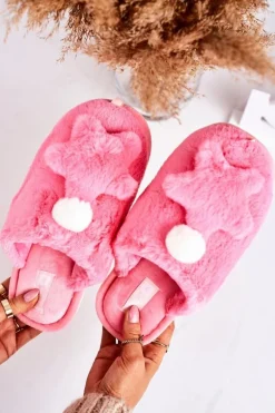 Damskie Papcie Z Futerkiem I Gwiazdką Różowe Night-Night