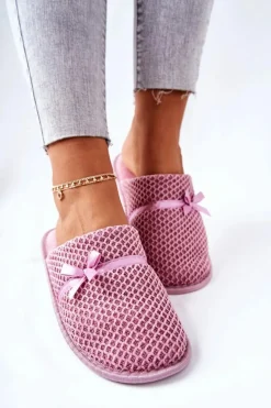 Damskie Papcie Z Kokardką Różowe Evira