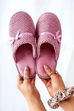 Damskie Papcie Z Kokardką Różowe Evira