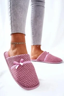 Damskie Papcie Z Kokardką Różowe Evira