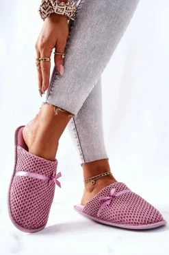 Damskie Papcie Z Kokardką Różowe Evira