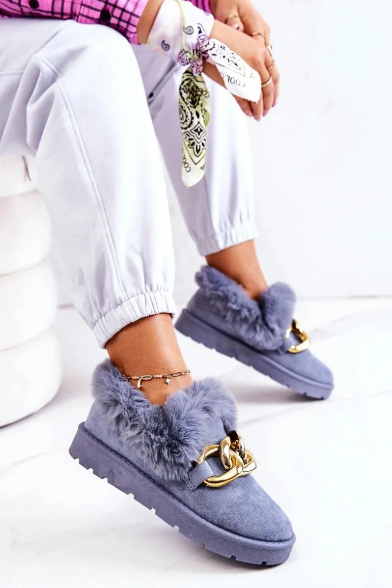 Damskie Papcie Złoty Łańcuch Niebieskie Ardrums