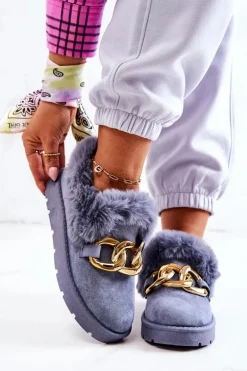 Damskie Papcie Złoty Łańcuch Niebieskie Ardrums