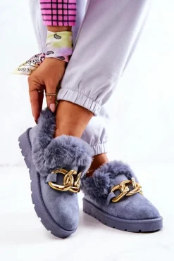 Damskie Papcie Złoty Łańcuch Niebieskie Ardrums