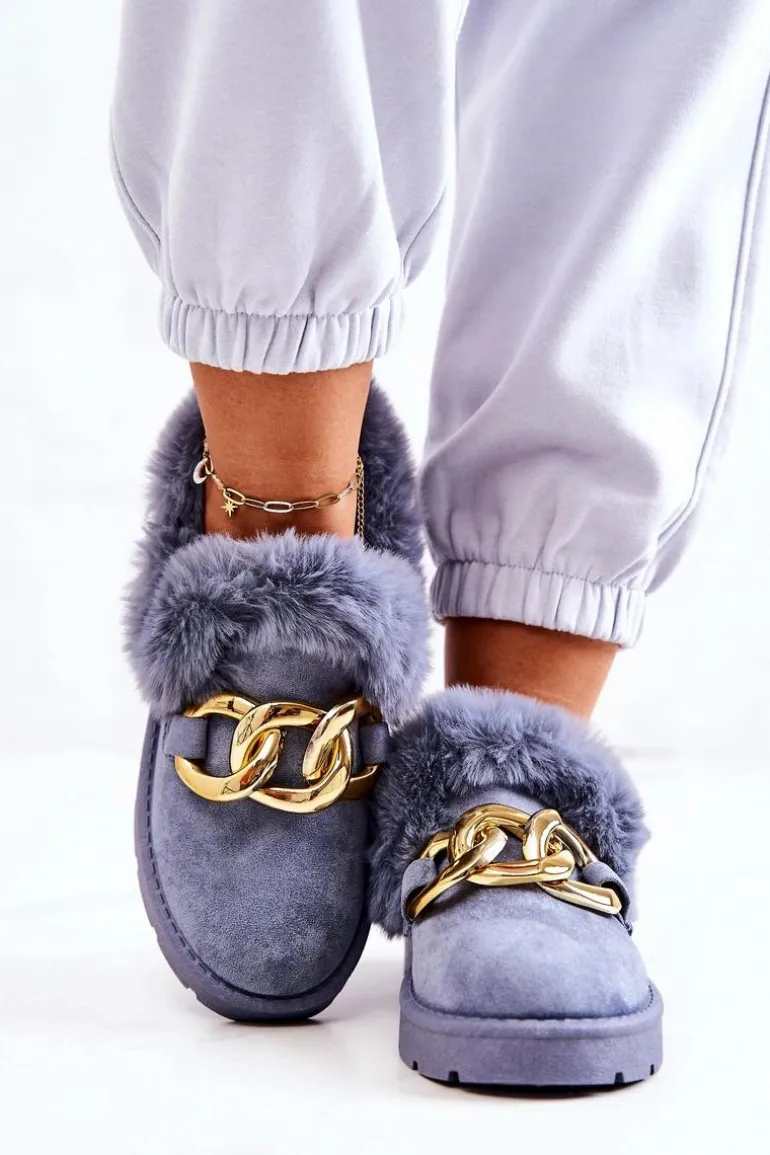 Damskie Papcie Złoty Łańcuch Niebieskie Ardrums