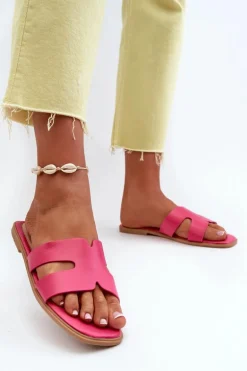 Damskie Płaskie Klapki Z Wycięciami Fuksja Fiviama