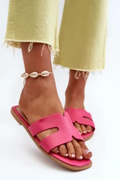 Damskie Płaskie Klapki Z Wycięciami Fuksja Fiviama