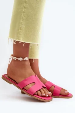 Damskie Płaskie Klapki Z Wycięciami Fuksja Fiviama