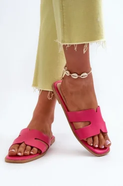 Damskie Płaskie Klapki Z Wycięciami Fuksja Fiviama