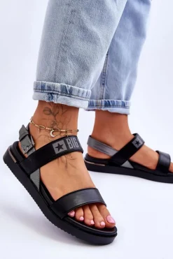 Damskie Płaskie Sandały Big Star LL274938 Czarne