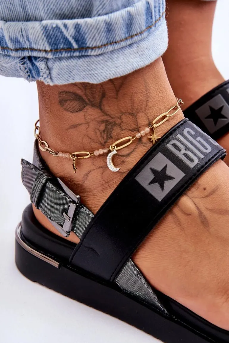 Damskie Płaskie Sandały Big Star LL274938 Czarne