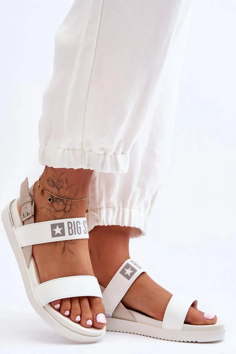Damskie Płaskie Sandały Big Star LL274939 Białe