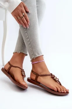 Damskie Płaskie Sandały Japonki 83507 Ipanema Class Blown Up Sandal Fem Brązowe