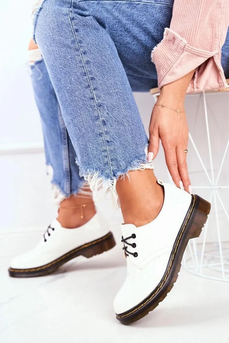 Damskie Półbuty Lakierowane Białe Do It Better!