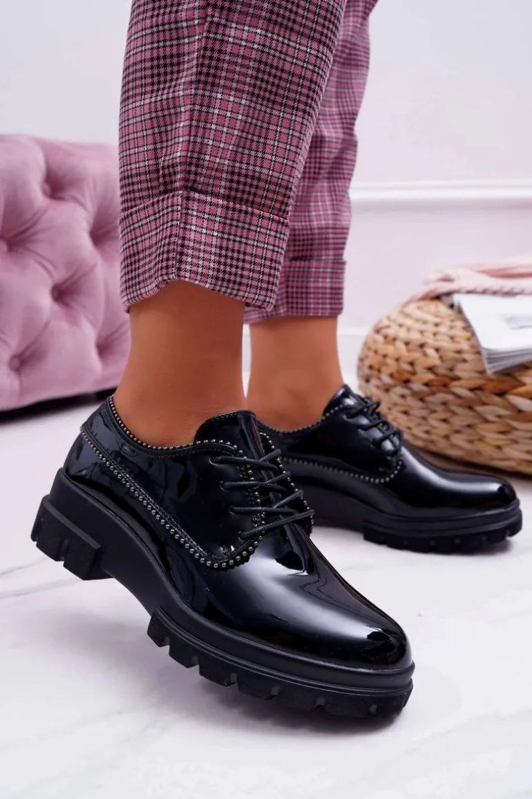 Damskie Półbuty Lakierowane Czarne So What