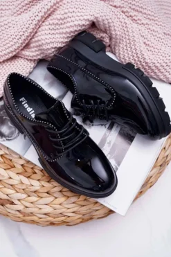 Damskie Półbuty Lakierowane Czarne So What