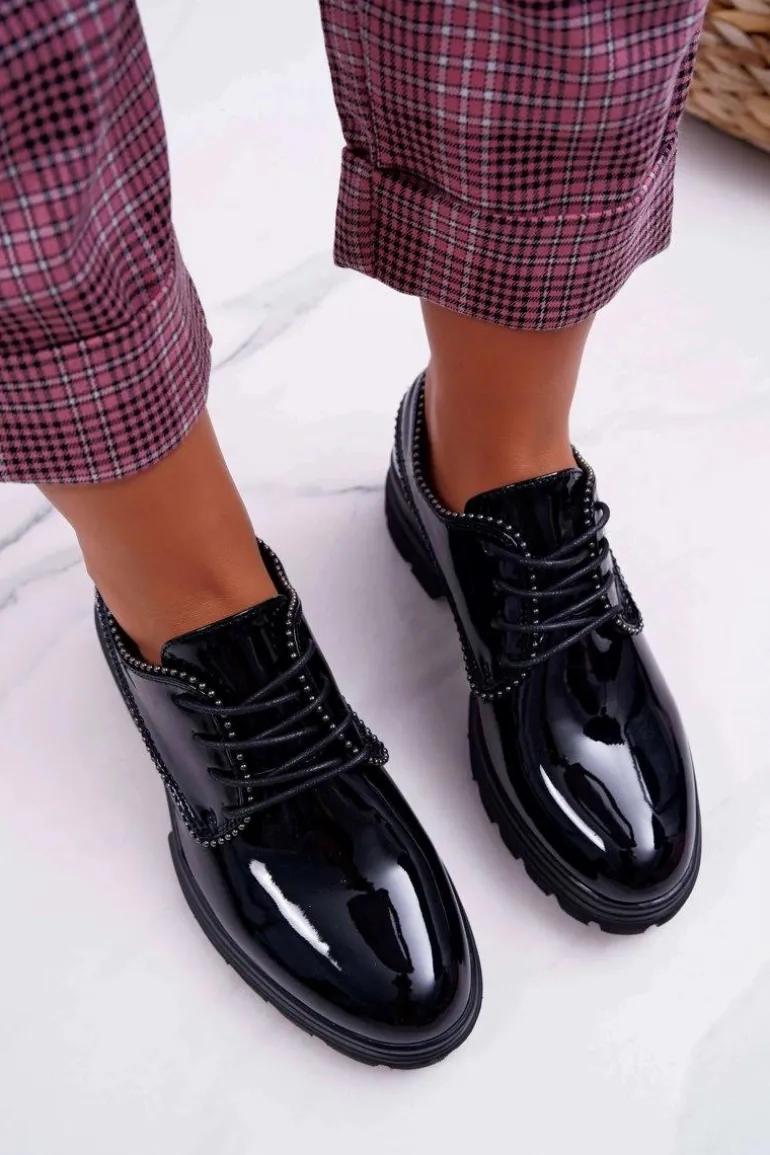 Damskie Półbuty Lakierowane Czarne So What