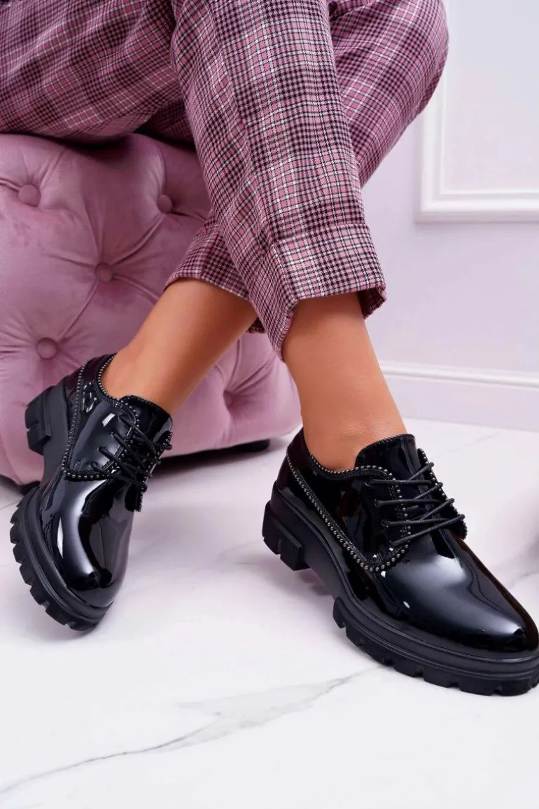 Damskie Półbuty Lakierowane Czarne So What