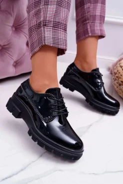 Damskie Półbuty Lakierowane Czarne So What