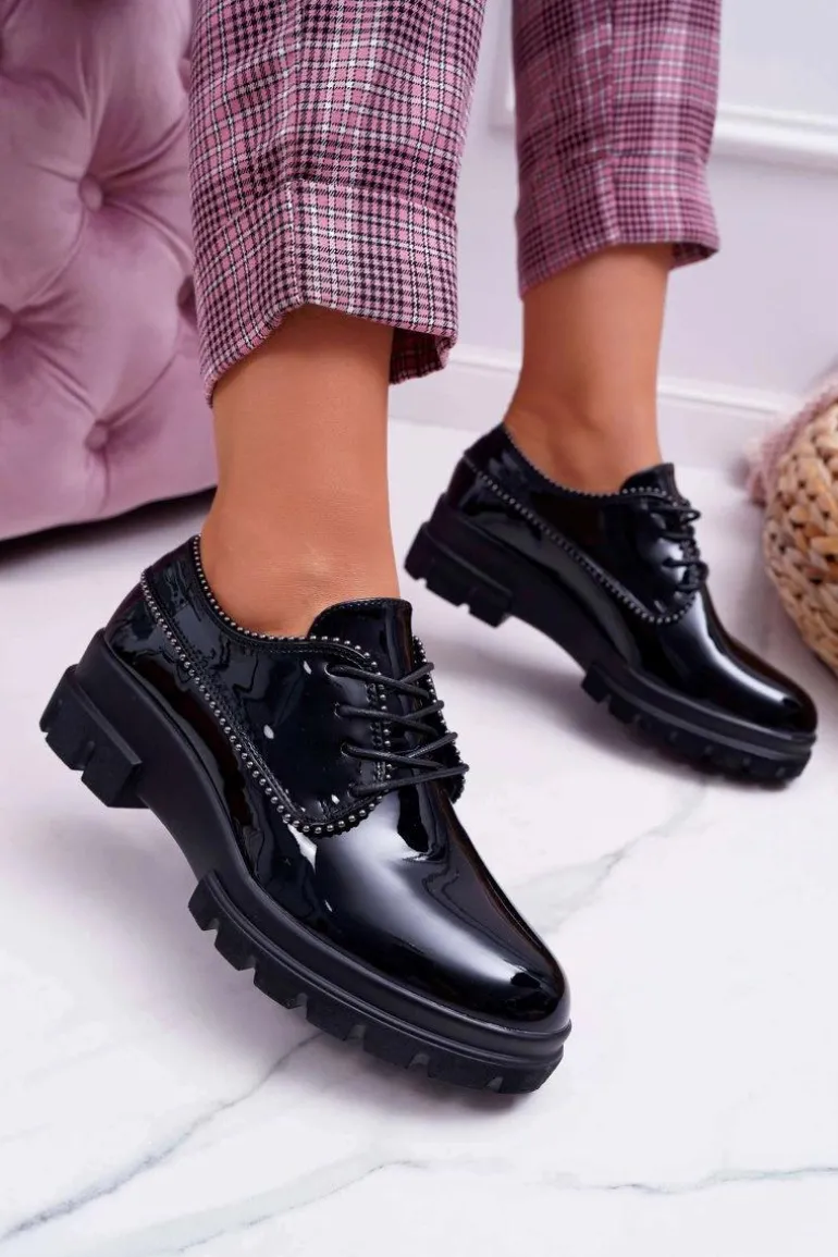 Damskie Półbuty Lakierowane Czarne So What