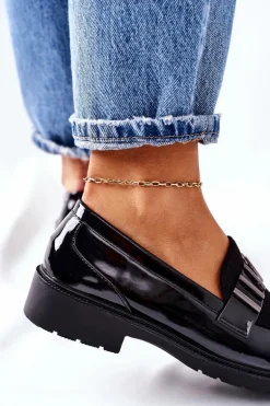 Damskie Półbuty Lakierowane Czarne Montius