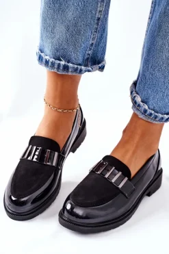 Damskie Półbuty Lakierowane Czarne Montius