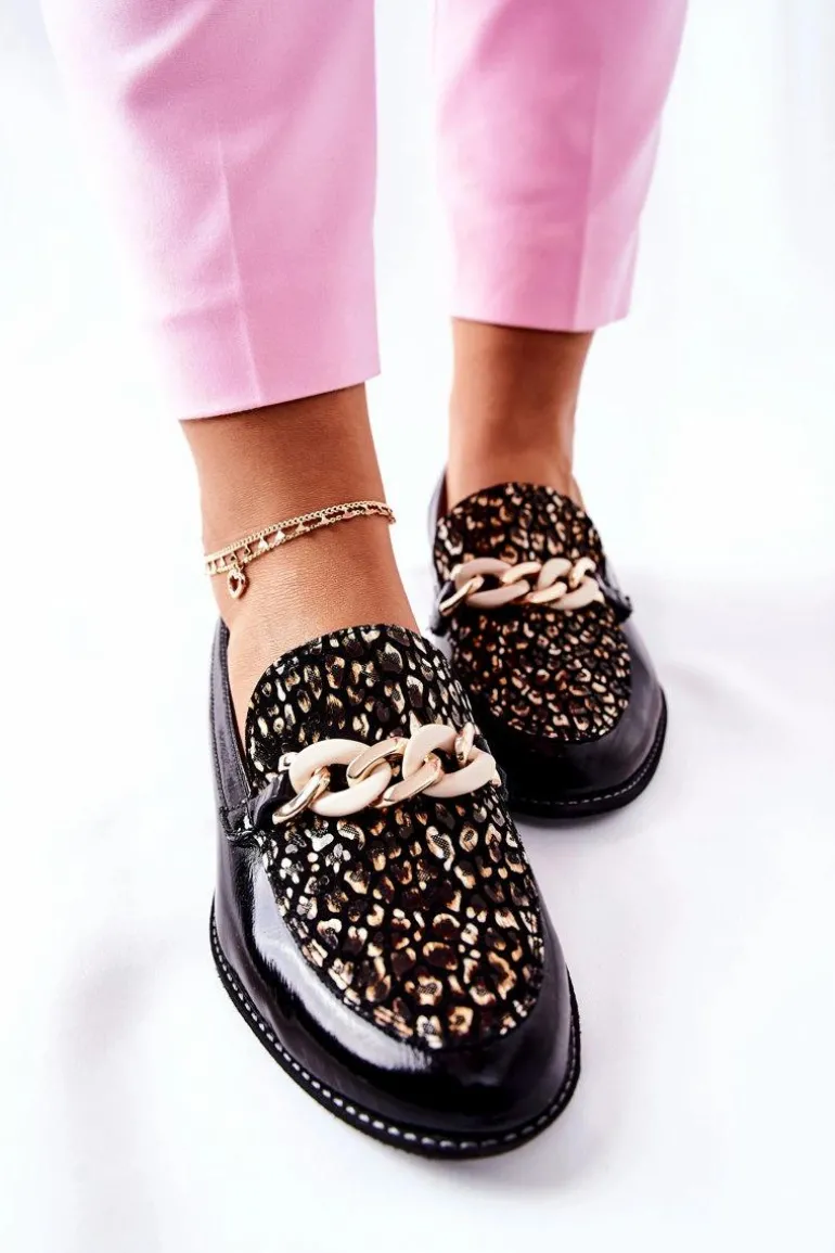 Damskie Półbuty Maciejka Lakierowane Loafery Czarne 4099B-01