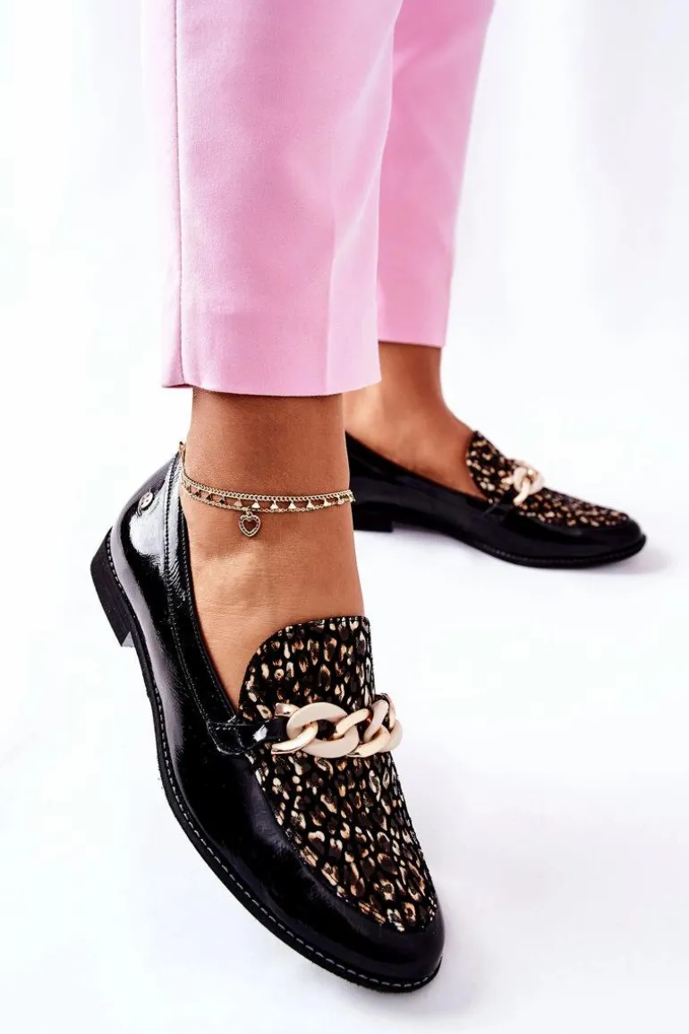 Damskie Półbuty Maciejka Lakierowane Loafery Czarne 4099B-01