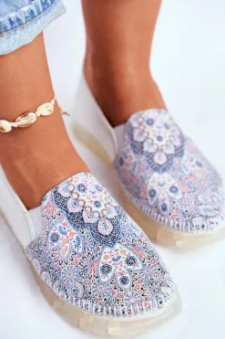 Damskie Półbuty Maciejka Wsuwane Skórzane Białe 03512-46