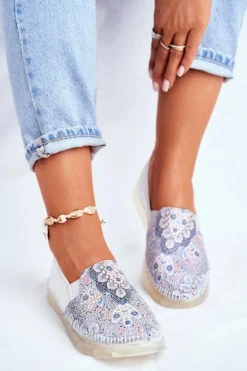 Damskie Półbuty Maciejka Wsuwane Skórzane Białe 03512-46