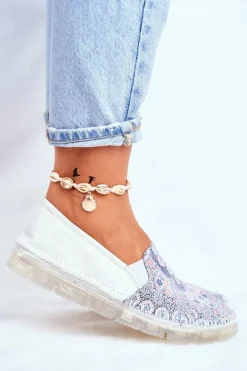 Damskie Półbuty Maciejka Wsuwane Skórzane Białe 03512-46