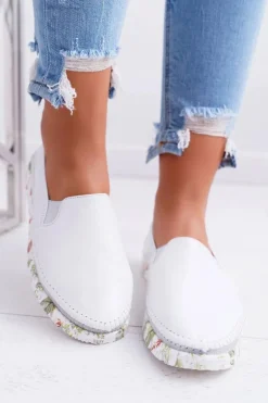 Damskie Półbuty Maciejka Wsuwane Skórzane Białe 03512-11