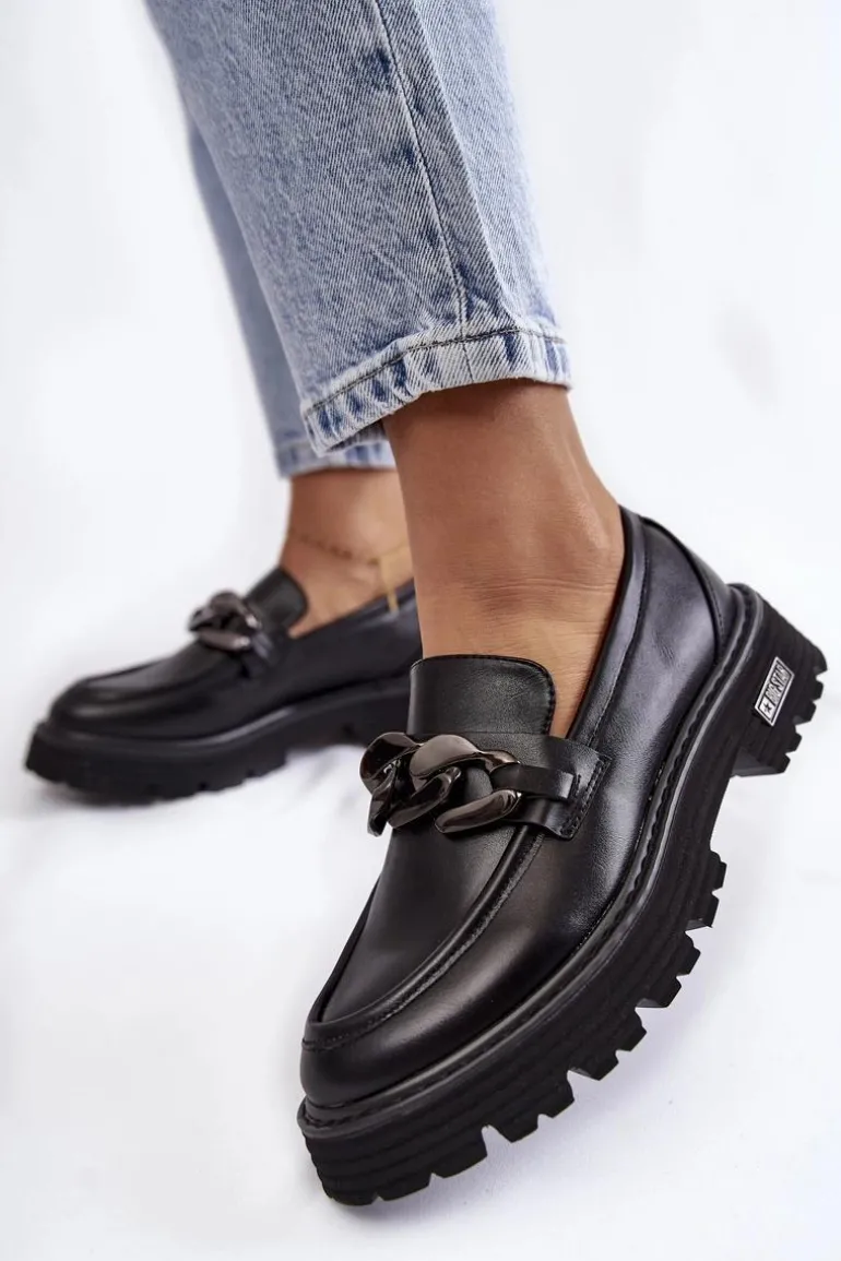 Damskie Półbuty Skórzane Big Star KK274498 Czarne