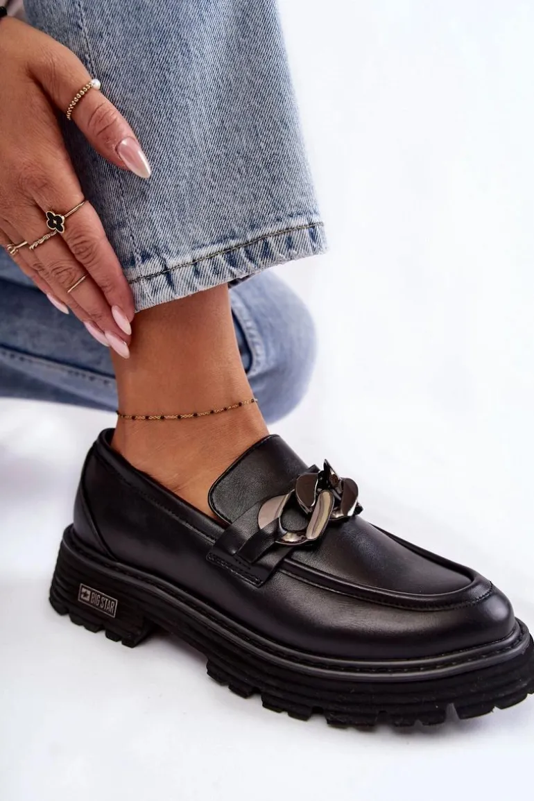 Damskie Półbuty Skórzane Big Star KK274498 Czarne