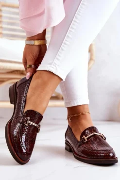 Damskie Półbuty Wężowe Laura Messi 2307 Brązowe