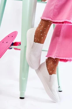 Damskie Półbuty Wsuwane Białe Viviana