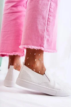 Damskie Półbuty Wsuwane Białe Viviana