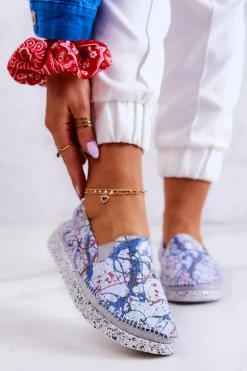 Damskie Półbuty Wsuwane Skórzane Maciejka 03512-39 Niebieskie