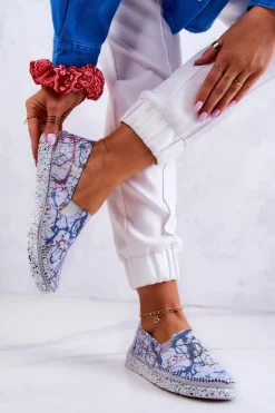 Damskie Półbuty Wsuwane Skórzane Maciejka 03512-39 Niebieskie