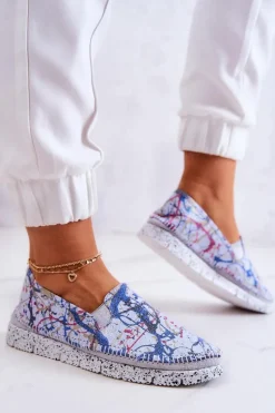 Damskie Półbuty Wsuwane Skórzane Maciejka 03512-39 Niebieskie