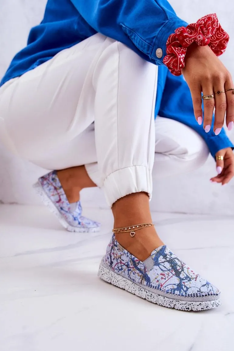 Damskie Półbuty Wsuwane Skórzane Maciejka 03512-39 Niebieskie