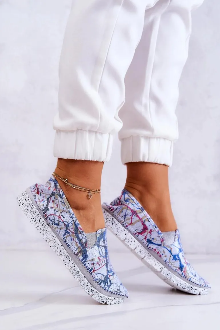 Damskie Półbuty Wsuwane Skórzane Maciejka 03512-39 Niebieskie