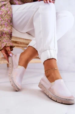 Damskie Półbuty Wsuwane Skórzane Maciejka 03512-28 Jasnoróżowe