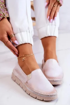 Damskie Półbuty Wsuwane Skórzane Maciejka 03512-28 Jasnoróżowe