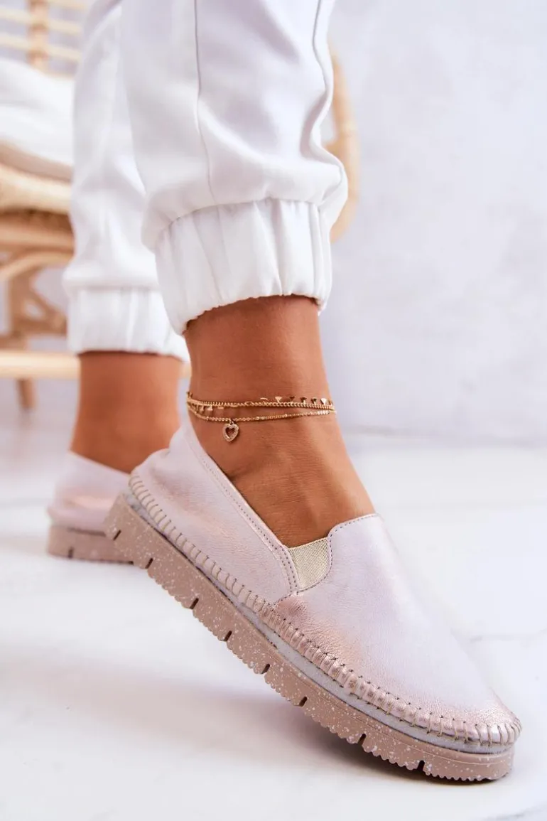 Damskie Półbuty Wsuwane Skórzane Maciejka 03512-28 Jasnoróżowe