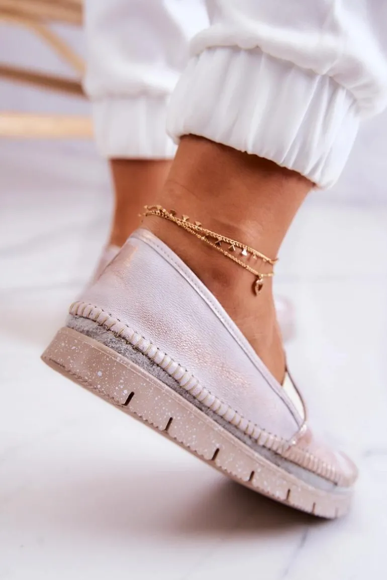 Damskie Półbuty Wsuwane Skórzane Maciejka 03512-28 Jasnoróżowe