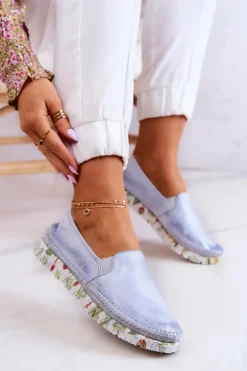 Damskie Półbuty Wsuwane Skórzane Maciejka 03512-40 Jasnoniebieskie