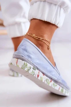 Damskie Półbuty Wsuwane Skórzane Maciejka 03512-40 Jasnoniebieskie