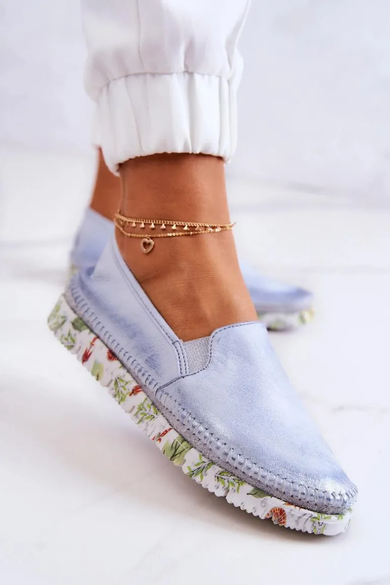 Damskie Półbuty Wsuwane Skórzane Maciejka 03512-40 Jasnoniebieskie